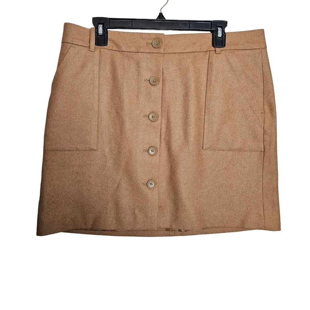 Eddie Bauer Wool Blend Mercer Fit Button Front Short Skirt Women 12P W/Pockets - Picture 2 of 10